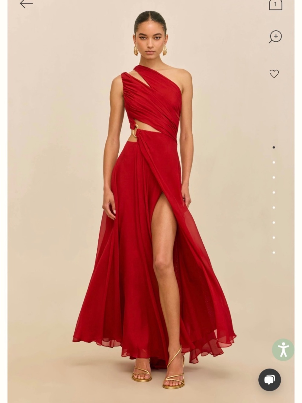 Cult Gaia Zan Gown Merlot Silk One-Shoulder Cutout Dress Size 8 - Picture 1 of 2